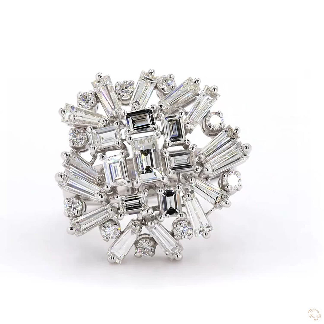 Whispers of Elegance - Asymmetrical Diamond Cocktail Ring