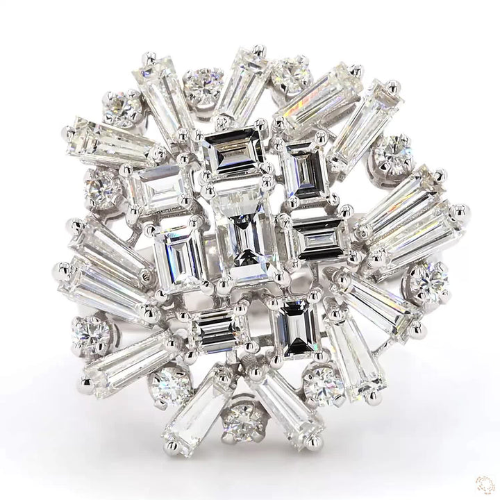 Whispers of Elegance - Asymmetrical Diamond Cocktail Ring