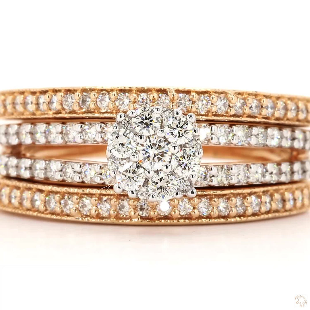 Radiant Triology : Stackable Diamond Engagement ring Set