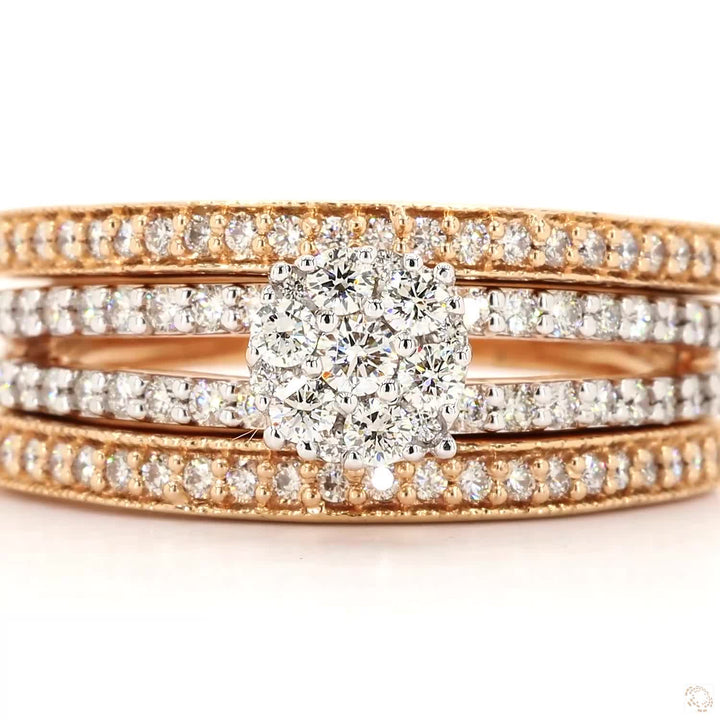 Radiant Triology : Stackable Diamond Engagement ring Set