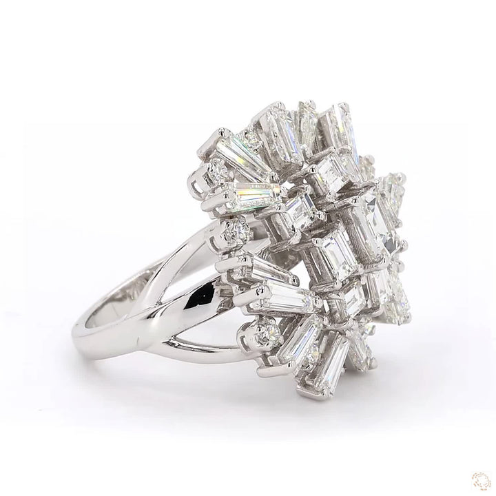 Whispers of Elegance - Asymmetrical Diamond Cocktail Ring