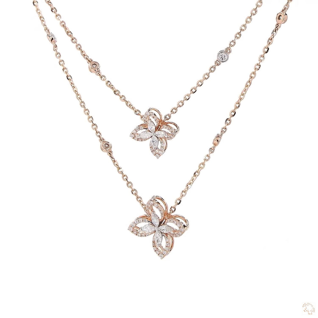 Double Petal Pendant Set : A Delicate Dance of Floral Beauty