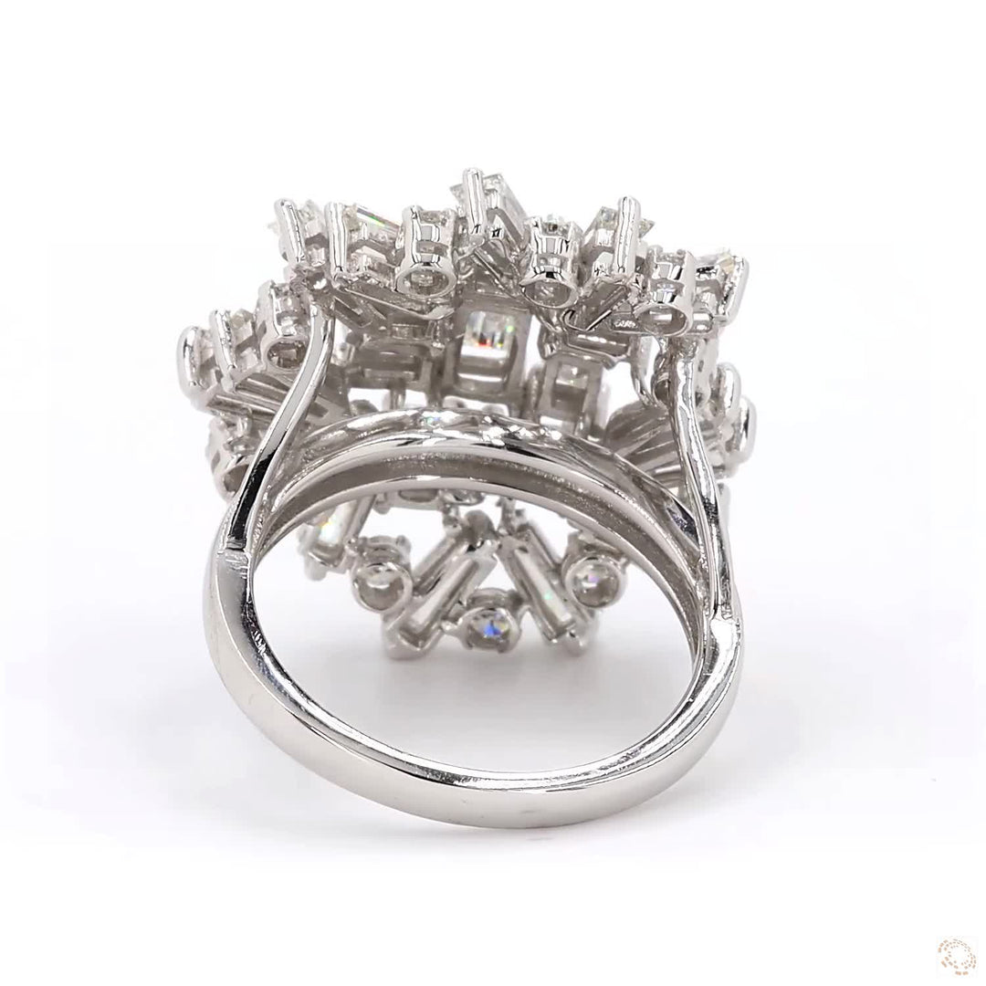 Whispers of Elegance - Asymmetrical Diamond Cocktail Ring