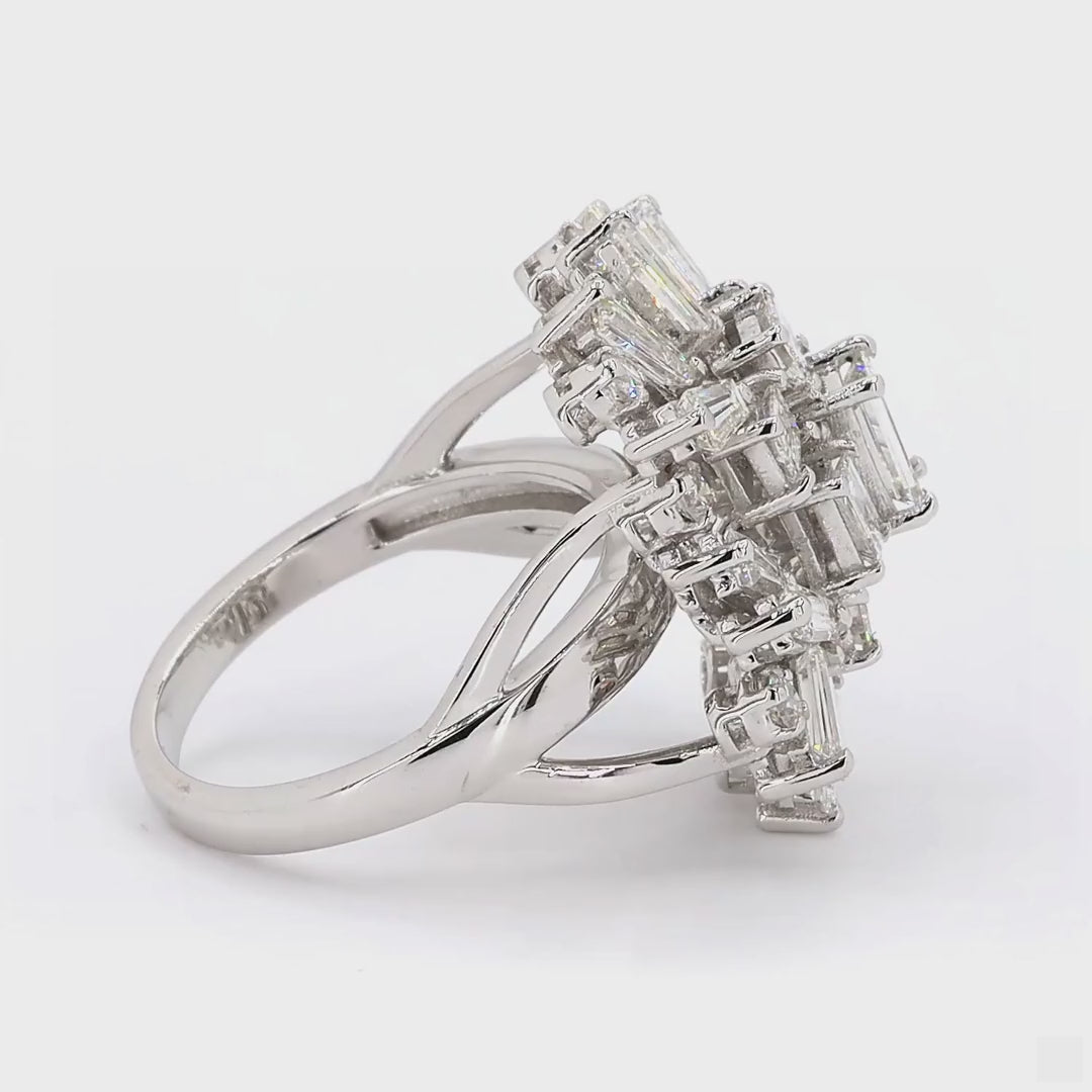 Whispers of Elegance - Asymmetrical Diamond Cocktail Ring
